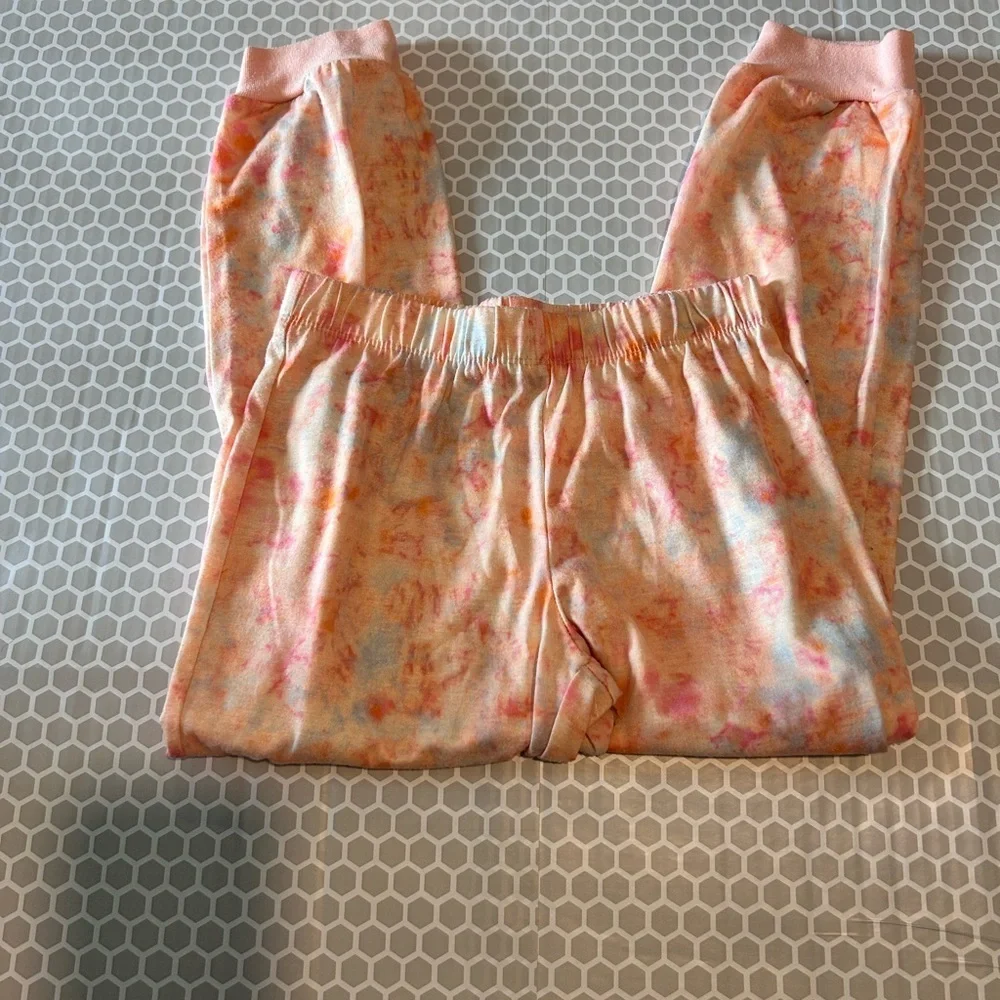 Cat & Jack Peach and Pink Tie-Dye Pajama Set with White Slogan